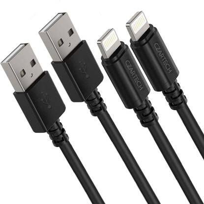MONITOR Lightning Cable 2 A 1 m USB charging Cable for iPhone, iPad, iPod [Pack of 2 units, 1 Mtr Charging cable and data transfer iOS Cable] (6 month warranty) M2410BPO2; Black