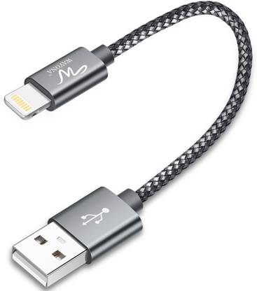 Wayona Lightning Cable 3 A 0.25 m Nylon Braided USB to Lightning Data Sync and Fast Charging 3A Short Power Bank Cable For iPhone 14, 13, 12, 11, X, 8, 7, 6, iPad