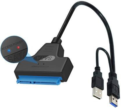TECHYSPOT Lightning Cable 2 A 0.5 m USB 3.0 to SATA Adapter Cable for 2.5" SSD, HDD, DVD Drive (Not Support 3.5"HDD)