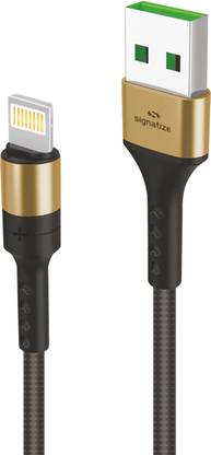 SIGNATIZE Lightning Cable 4 A 1.2 m 4A ios USB Data & Charging Cable, Made in India, 480Mbps Data Sync, Strong & Durable 1.2-Meter Nylon Braided USB Cable for ios USB Devices - (GOLD)