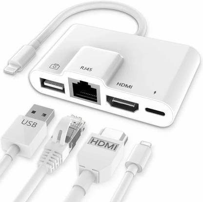 Etzin Lightning Cable 1 m 4in1 Lighting to HDMI Hub RJ45 Ethernet LAN Adapter Charging OTG USB EPL-651LA
