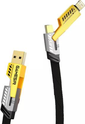 GameSir Lightning Cable 1.5 A 1 m Metal Braided 4-in-1 Lightning Cable – 1m USB C, Lightning, USB A, 66W Fast Charging, Dual Device Support