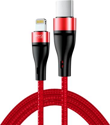 awQi Lightning Cable 3.2 A 1 m Nylon Braided High Speed Fast Charging, MFi Compatible USB-C to Lightening Cable AQ-D903