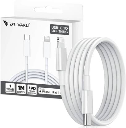 DR VAKU Lightning Cable 1 m USB C to Lightning Cable for Fast Charging and High Speed Data Transfer