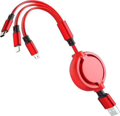 WRADER Micro USB Cable 3 A 1 m Stranded 3 in 1 Fast Charging Data Cable for Micro USB-C and Lightning Phone