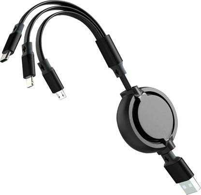 WRADER Micro USB Cable 2 A 1 m Stranded 3 in 1 Fast Charging Data Cable for Micro USB-C and Lightning Charger Cable