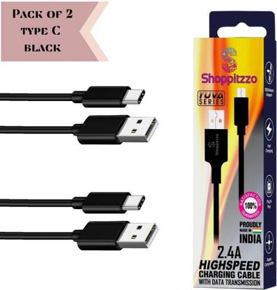 Shoppitzzo Micro USB Cable 1 m Beta444 Yuva Series : (Black) :Fast Charging(2.4A) + Data Transfer(480 MBPS)