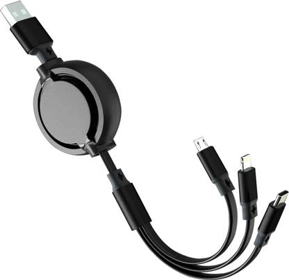 WRADER Micro USB Cable 3 A 1 m Stranded 3in1 Cable Fast Charger Cable for Android Mobiles, Type C and iOS Data Cable