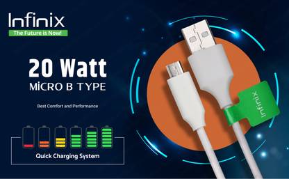 Infinix Micro USB Cable 2 A 1 m , 20 Watt , Model No. 5020XA