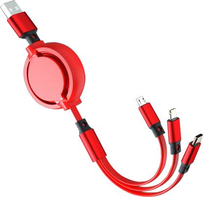 MOOZMOB Micro USB Cable 2 A 1 m 3 in 1 Fast Charging Cable for Micro, USB-C and Lightning Port Retractable Cable