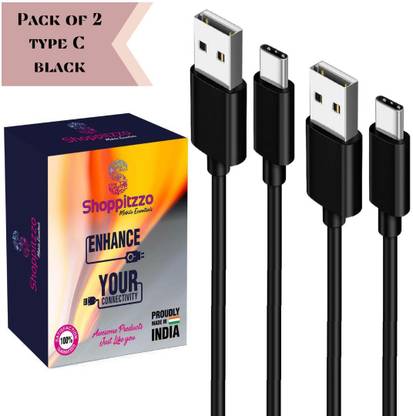 Shoppitzzo USB Type C Cable 1 m Beta66 Yuva Series : (Black) :Fast Charging(2.4A) + Data Transfer(480 MBPS)