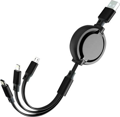 WRADER Micro USB Cable 2 A 1 m Stranded 3in 1 Cable Fast Charger Cable for All Android Mobile, Type C and iOS Data Cable