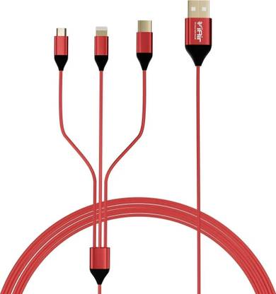 IAIR Micro USB Cable 1.25 m D14 3 in 1 Right Angled Multi USB Charging Cable(Red)