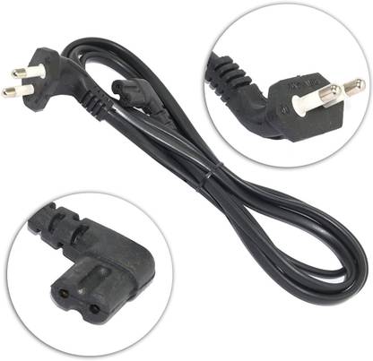 Upix Power Cord 1.3 m Copper 1.3 Metre 2Pin Power Cord with L-shaped Adapter for Laptop, Printer, Camera, LCD/TFT CRT Monitor