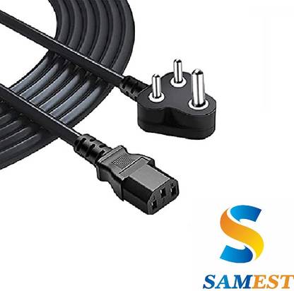 samest Power Cord 1.5 m 3 pin Power Supply Cable for Desktop , Monitor, TV, SMPS, Induction, and Printer