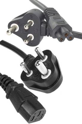 BALRAMA 3 Pin Universal Adaptor SMPS PC Laptop LED TV Printer Notebook Printer Computer 2pc Set Power Cable + Laptop Adaptor Cable Desktop CPU Printer Monitor Wire Cord HDMI Connector
