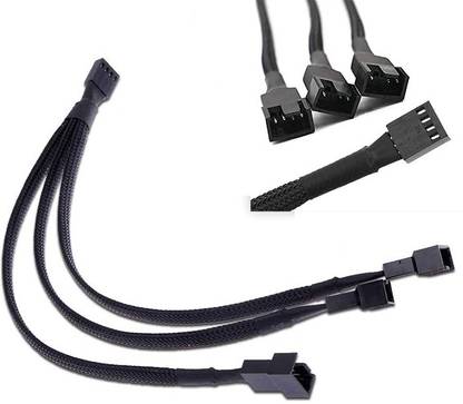 Mak World Power Cord 0.16 m CPU Fan Splitter Cable Adapter, Computer PC 4 Pin Fan Extension Power Cable 1 to 3 Converter 10 inches