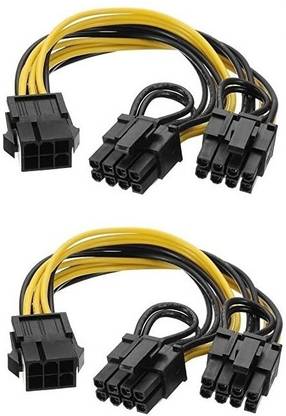 Paruht Power Sharing Cable 0.2 m 2Pcs, 6 Pin to Dual PCIe 8 Pin (6+2) Graphics Card PCI Express Power GPU VGA