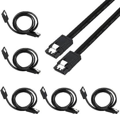 SVDK Power Sharing Cable 0.45 m SATA 3 Data Cable with One Side Locking Latch Compatible for SSD | HDD | Black