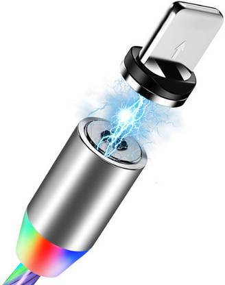 5SUPREME Power Sharing Cable 3 m Magnet Data Cable 3 in 1 Fast Charging Flowing Light Led jki16  (Compatible with Multi - Text, Multicolor, One Cable)