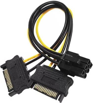 Paruht Power Sharing Cable 0.19 m ATX 6 Pin to 2x15 Pin Dual Male PCI Express Graphic Video Card Wire