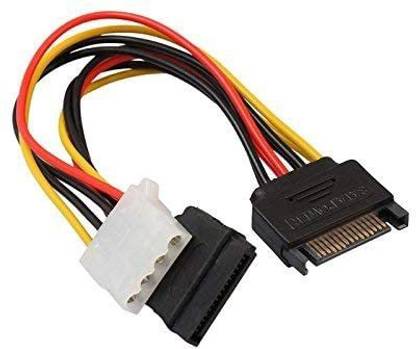 Paruht Power Sharing Cable 0.2 m 15 Pin SATA Male to 4 Pin IDE Molex Female + SATA Female Extension Cord Wire