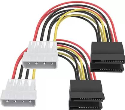 SVDK Power Sharing Cable 0.15 m 4 Pin Molex to Dual SATA Power Y-Cable Adapter - 15cm pack of 2