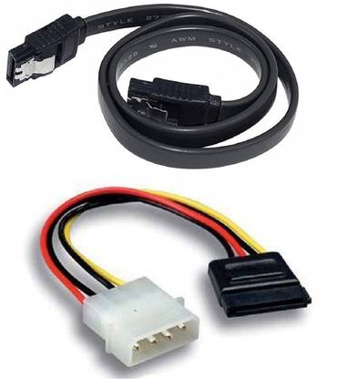 Steko Power Sharing Cable 15 m (Combo- Pack) 1 Pc Black SATA Data with Locking + 1 Pc 4 Pin Molex
