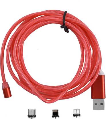 5SUPREME Power Sharing Cable 3 m Magnet Data Cable 3 in 1 Fast Charging Flowing Light Led jki13  (Compatible with Multi - Text, Multicolor, One Cable)