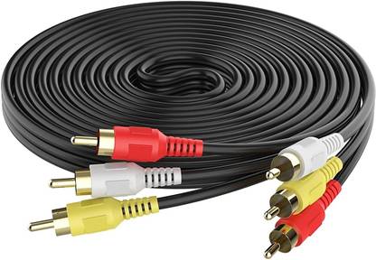 HI-PLASST RCA Audio Video Cable 5 m 3RCA Male to 3RCA Male Stereo Audio Video Cable Composite Audio Video Av Cable Stereo Audio Video Cable 3 to 3 RCA Male Audio Plug Video for DVD VCD TV Amplifier Projector 5 M