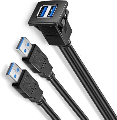 fdealz Reversible USB 2.0 1 m Square USB Panel Flush Mount Cable,Dual USB 3.0 Extension USB Mount