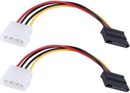 Paruht SAS Cable 0.12 m 2pcs, 4 Pin Molex to SATA Power Cable Adapter, For HDD, SDD, DVD