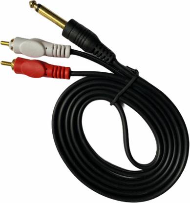 Upix Stereo Audio Cable 2 A 1.3 m Copper Prime Quality 6.35mm Jack to 2RCA Audio Cable (Male to Male) 1.5 Yards - Connects Home Theatre, DVD, Speaker, Headphone, Mixer, Amplifier, Guitar, Karaoke System