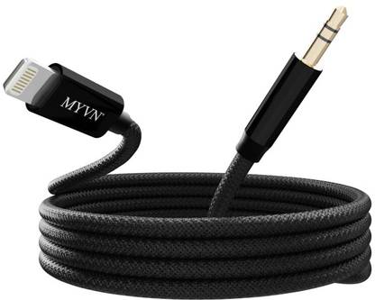 MYVN Stereo Audio Cable 1 m 3.5 To Ltg Aux Cable Durable Design, and Seamless Connectivity for an Elevated Listening Experience (Black)