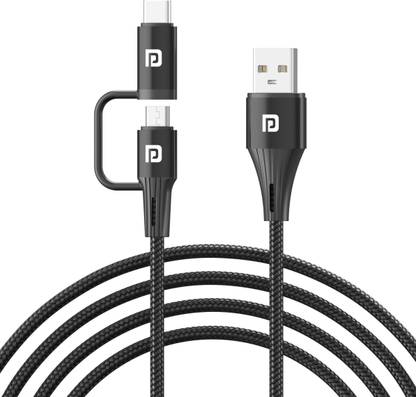 Portronics Type C 1 m Konnect J7 20W Fast Charging Cable with Dual Output (Type C + Micro USB),