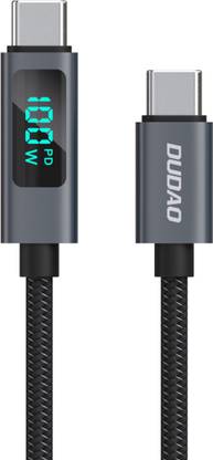 DUDAO Type C 5 A 1 m 100W PD, Real Power Output L7C 100W USB-C to USB-C Fast Charging Cable | Digital Power Display | PD & QC 4.0 Quick Charge |Nylon Braided Durable Cord