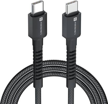 Portronics Type C 3 A 1 m Konnect X 60W Type C to Type C Fast Charging Cable