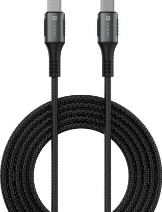 Portronics Type C 2 m Konnect 240C 240W Futuristic Unbreakable Nylon Braided Type C to Type C Fast Charging Cable 2M Long