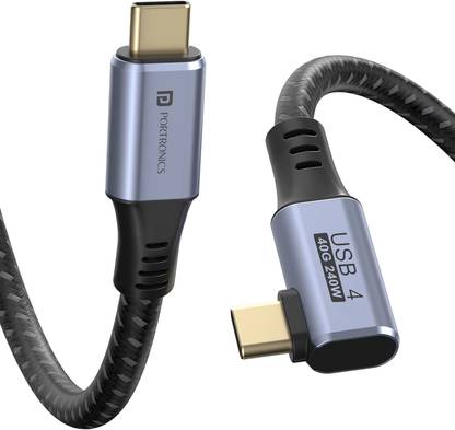 Portronics Type C 5 A 1 m Flash C2 240W Type C to Type C Cable, 40Gbps Data Transfer Speed, Thunderbolt 4