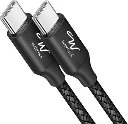 Wayona Type C 3 A 1.5 m USB C to USB C 65W/3A Fast Charging Braided Data Cable Compatible with iPhone 15, 15 Pro, 15 Pro Max, 15 Plus, Samsung Galaxy S24, S24 Ultra, S23, S22, S21, S20, Macbook Air/Pro (1.5M, Golden)