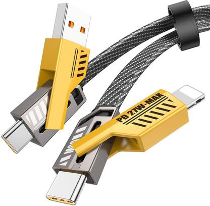 Punnkk Type C 1 m 4 in 1 Convertible Metal Fast Data Cable Braided Cable 65W USB C USB A Multiple Charging Cable