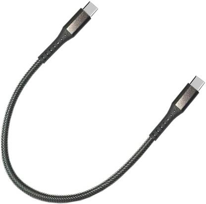 PARANDIV Type C 3 A 0.3 m Original Quality Type-C to Type-C 65W Nylon Braided Fast Charging 25cm with Data Sync Power Bank Cable