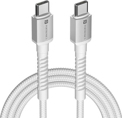 Portronics Type C 3 A 1 m Konnect X 60W Type C to Type C Fast Charging Cable