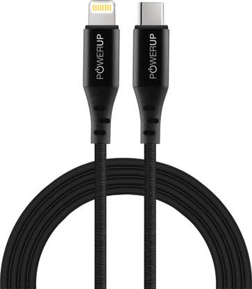 POWERUP Type C 1.5 m Tangle-Free USB-C to Lightning Cable | MFi Certified Sync & Charge Nylon Braided