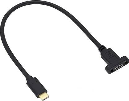 Darahs Type C 0.3 m Panel Mount Adapter Cable USB-C 3.1 Gen2 10Gbps Male to USB C Female Panel Mount Screw Cable Supports Charging,Data,Audio,Video Cable for Laptop,Tablet,Mobile Phone(0.3M/1ft)