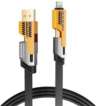 RoarX Type C 6 A 1 m Braided Nylon 4 in 1 fast charging 65W Fast Charging Cable Compatible for-iPhone & Android with MFI Certified (1 Meter)
