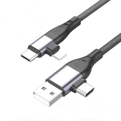 ZESTIFY Type C 1 m 4 IN 1 Multi Functional Fast Charging Cable with Fast Data Transfer