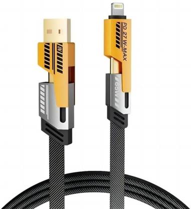 RoarX Type C 6 A 1 m Braided Nylon 4 in 1 cable - C type cable fast charging -1.5m 60W with type c to lightning cable, type c to type c, usb to type c cable, compatible for i-phones, i-pad, Macbook, Laptop