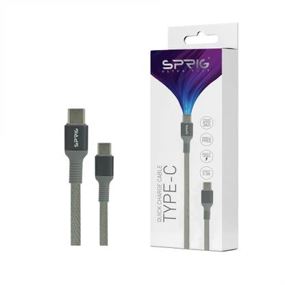 Sprig Type C 1 m Denim Braided 45W Charging Cables (Grey) Type C-C-45W