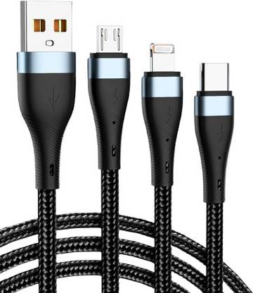 Ditto Hub USB Type C Cable 1 m RAPID CHARGE AND SYNC CABLE USB to 3IN1(TYPE-C, MICRO-USB, LIGHTNING)